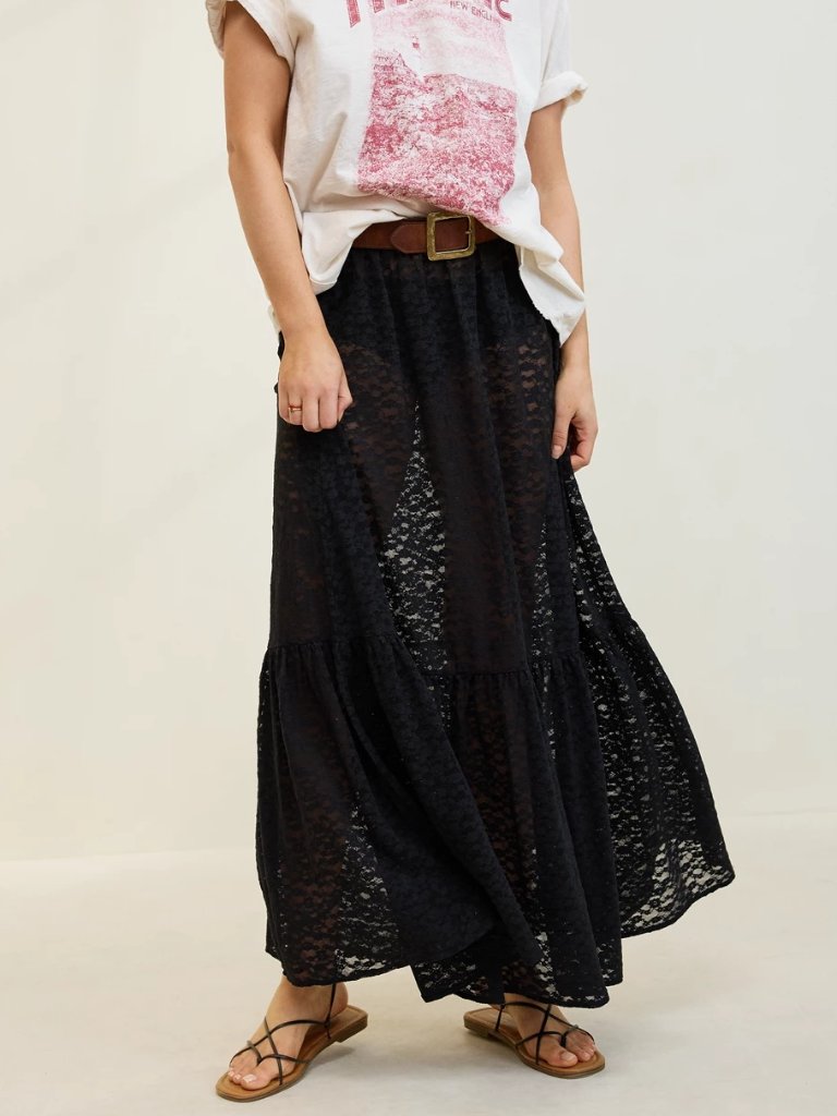Aerie Black Lace Maxi Skirt - Swim Cover Up - Large - Nwt New